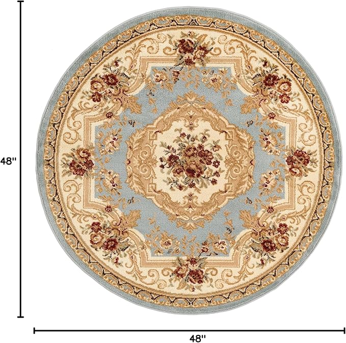 Rugs.com Chateau Collection Rug - 4 Ft Round Light Blue Medium Pile Rug