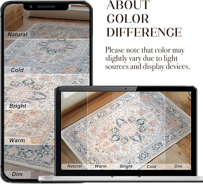 XWZO Runner Rug 2x6ft, Washable Hallway Runner with Non-Slip Backing, Vintage Spill Stain Resistant Floor Mat for Entryway Corridor Bedroom Kitchen, Soft Low-Pile Area Carpet, Colorful
