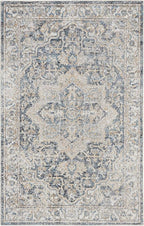 Nourison Home Astra Machine Washable Traditional Grey/Blue 3'3" x 5' Area Rug, Easy Clean, Non Shedding, Bed Room, Living Room, Dining Room, Kitchen (3x5)