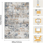 4x6 Washable Area Rug for Living Room, Multicolor Modern Vintage Abstract Rug Large Non-Slip Low Pile Soft Faux Wool Carpet, Kids and Pets Friendly for Bedroom Dining Room Farmhouse Home Decor Rug