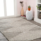 JONATHAN Y Elm Diamond Stripe Shag Gray/Ivory Indoor Area Rug, 5x8, Geometric, Bohemian, Contemporary, Easy-Cleaning for Living Room, Bedroom, Kitchen, Pet Friendly, Non-Shedding (MOH408B-5)