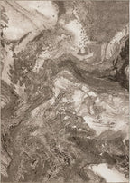 Abstract 8x10 Area Rugs: Modern Washable Rug for Living Room Bedroom Dining Room Indoor - Thin Low Pile Non-Slip Large Carpet - Beige Brown