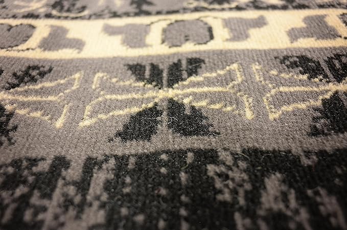 Unique Loom Taftan Collection Border Geometric Tribal Inspired Design Area Rug (9' 10 x 13' 0 Rectangular, Black/ Gray)