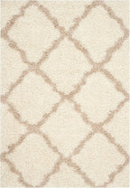 SAFAVIEH Dallas Shag Collection Area Rug - 6' x 9', Ivory & Beige, Trellis Design, Non-Shedding & Easy Care, 1.5-inch Thick Ideal for High Traffic Areas in Living Room, Bedroom (SGD257B)