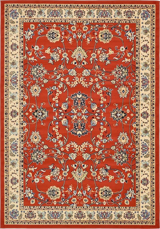 Unique Loom Sialk Hill Collection Area Rug - Washington (7' 1" x 10' Rectangle Terracotta/Cream)