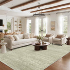 Art&Tuft Washable Rugs 8x10, Area Rugs for Living Room - Non Slip and Stain Resistant Soft Thin Low Pile 8x10 Rug for Bedroom, Dining Room, Kitchen, Office, Green