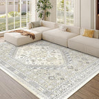 zesthome 6x9 Area Rug, Super Soft Washable Rugs for Living Room, Non-Slip Stain Resistant Vintage Rugs, Ultra-Thin Large Area Rugs (Beige,6'x9')