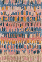 Dash & Albert Paint Chip Stone Hand Micro Hooked Wool Rug, 8.5 X 11.5 Feet, Multicolored/Pink Geometric Pattern