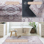 Washable Area Rug. Modern Farmhouse. Vintage. Turkish. Bohemian. Distressed. Oriental. Traditional. Rugs for Living Room. Dining. Bedroom. Office. Entryway. Foyer. (861PP, 9' x 12')