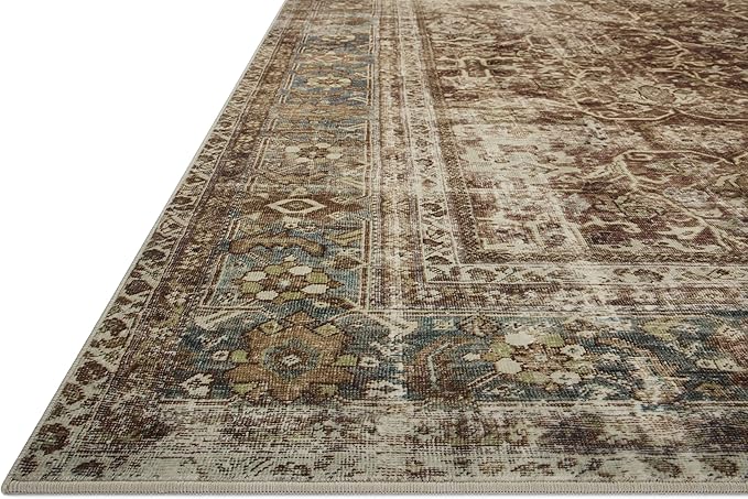 Loloi Magnolia Home by Joanna Gaines Sinclair Collection SIN-01 Rust/Lagoon 2'-3" x 7'-6", .25" Pile Height, Machine Washable, Runner Rug