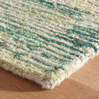 Dash & Albert Ladycross Green Hand Hooked Wool Rug, 7.5 X 9.5 Feet, Green Graphic Pattern