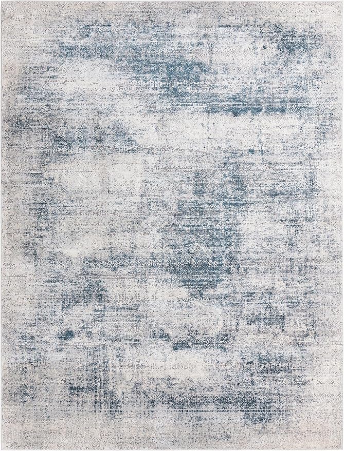 Unique Loom Finsbury Collection Area Rug - Sarah (9' x 12' 2" Rectangle, Blue/ Ivory)