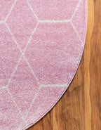 Unique Loom Trellis Frieze Collection Area Rug - Geometric (7' 10" x 10' Oval, Light Pink/ Ivory)
