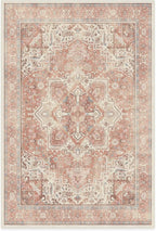 RUGGABLE Washable Area Rug – Kamran Rose Pink 6x9, Stain-Resistant, Non-Slip – Medium Machine Washable Rugs for Living Room, Bedroom, Hallway, Entryway & Office–with Cushioned Pad