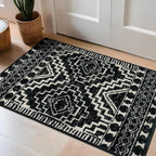 Rugshop Southwestern Black and White Tribal Area Rug – Geometric Diamond Pattern Carpet for Living Room, Bedroom, or Entryway – Boho Rustic Soft Floor Decor 2' x 3' Black