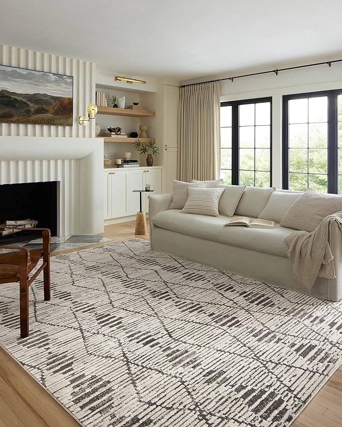 Loloi Kamala Collection KAM-02 Charcoal/Dove 5'-3" x 7'-9" Area Rug