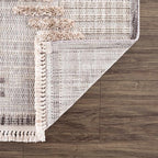 Hauteloom Maulawin Farmhouse Living Room Bedroom Southwestern Tribal Area Rug - Soft Shaggy High Low Carpet - High Pile - Bohemian, Boho - Gray, Brown, Beige, Cream - 6'7" x 9'