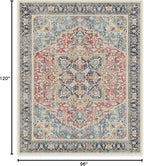 RUGGABLE Washable Vintage Area Rug – Kamran Cayenne Red 8x10, Stain-Resistant, Non-Slip – Large Machine Washable Rugs for Living Room, Bedroom, Hallway, Entryway & Office–with Standard Pad