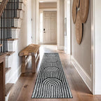 Rugshop Abstract Arch Shag Runner Rug Anthracite Dark Gray 2' 3" x 12' Great for Long Hallways, Open Entryways, or Galley Kitchens