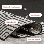 Nuloom Asha Black/Ivory, 4' x 6', Casual, Striped Border, Soft and Cozy, High Traffic, Stain Resistant, Easy Clean, Durable Area Rug for Indoor/Outdoor Patio, Deck, Porch, Garden, Courtyard