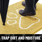 Smiry Dog Door Mat for Muddy Paws, Absorbent Dirt Trapper Non Slip Quick Dry Washable Chenille Mat for Mud Dogs, Entry Rug for Indoor and Outdoor (48x30 Inches, Yellow and White)