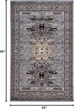 Unique Loom Taftan Collection Border Geometric Tribal Inspired Design Area Rug (5' 0 x 8' 0 Rectangular, Gray/ Black)
