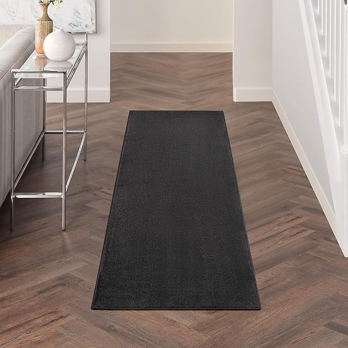 Nourison Home Nourison Essentials Black 2'2" x 7'6" Area Rug - Easy Clean, Non Shedding, Bed Room, Living Room, Dining Room, Kitchen (8' Runner)