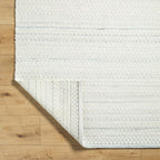 Mark&Day Wool Rugs, 2x3 Precious Solid and Border Cream/Light Slate Area Rug, Cream Grey Carpet for Living Room, Bedroom or Kitchen (2' x 3')