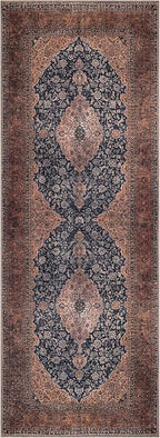 Keen Home Design 2x10 Rug - Machine Washable Runner Rug with Non-Slip Backing, Ideal for Hallway, Entryway, Kitchen, Laundry Room - Vintage, Easy Clean, Durable, Low Pile - (2'6" x 10')