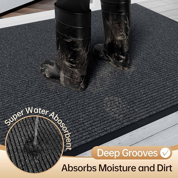 Amyracel Front Door Mat Indoor Outdoor Entrance, 36" x 72" All-Season Waterproof Doormat for Enterway, Heavy Duty Commercial Floor Mat, Fade Resistant, Rubber Back, Low Profile, Easy Clean