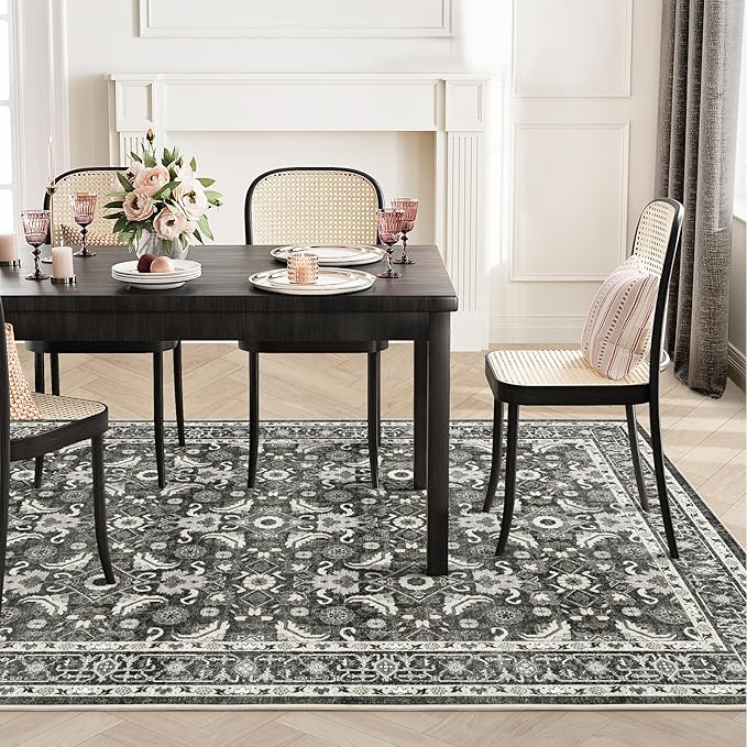 WITSHOCK Living Room Area Rugs 5x7: Soft Non-Slip Backing Washable Rugs Vintage Large Carpet for Bedroom Office Dining Room Kitchen Stain Resistant Home Decor Rug