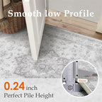 Grey Gray Area Rug 6x9 Washable Vintage Carpet for Living Room Bedroom Large Soft Retro Low Pile Thin Indoor Rug Non Slip Oriental Medallion Floor Cover for Dining Room Office