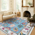 Fame Living Colorful Oushak Rug, Modern, Vintage, Turkish, Eclectic, Floral, Pastel, Washable, Large Area Rugs for Living Room, Dining, Bedroom, Girls, Boys, 7'5"x9'8"