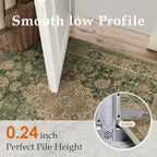 HUGEAR 4x6 Entryway Area Rug Retro Green Small Rug Machine Washable Door Mat Vintage Floral Low Pile Carpet Distressed Throw Rug Entrance Kitchen Bedroom Bathroom Office Non Slip Soft Lightweight