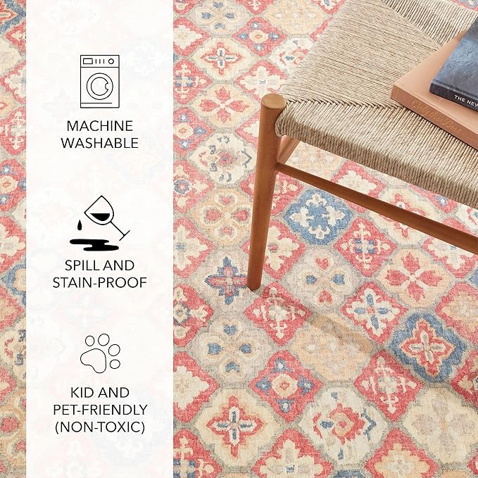 Dash and Albert Pali Machine Washable Area Rug - Runner - 2.5' x 8' Multicolor - Geometric Accent Rug - Anti-Slip Backing, Lightweight, Machine Washable, High Traffic Areas Kitchen, Mudroom, Entryway