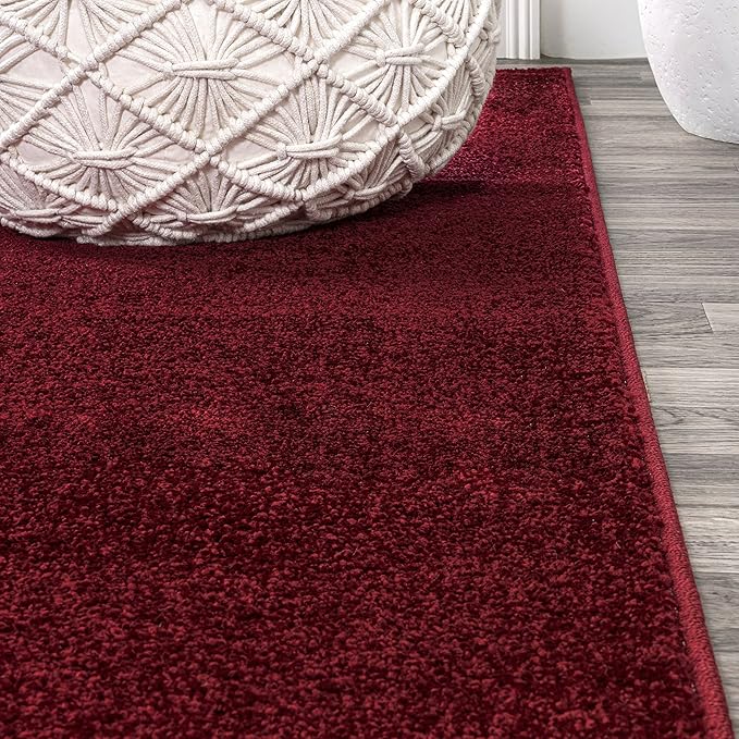 JONATHAN Y Haze Solid Low-Pile Dark Red Indoor Area Rug 12x15, Coastal,Bohemian,Minimalist,Classic, Easy-Cleaning for Living Room,Bedroom,Kitchen,Pet Friendly,Non-Shedding (SEU100Q-15)
