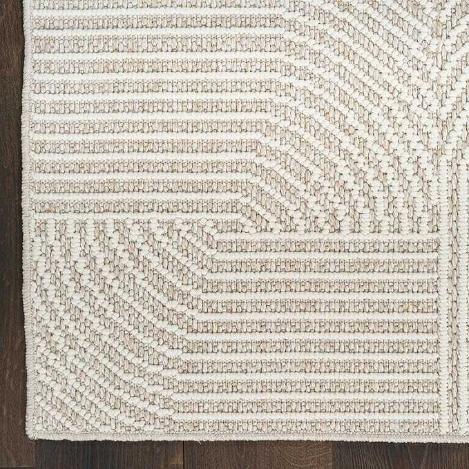 Nourison Home Textured Home Beige Ivory 3'11" x 5'11" Area Rug - Easy Clean, Non Shedding, Bed Room, Living Room, Dining Room, Kitchen (4' x 6')