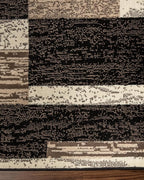 SUPERIOR Indoor Area Rug, Jute Backed, Modern Geometric Patchwork Floor Decor for Bedroom, Office, Living Room, Entryway, Hardwood Floors, Rockwood Collection, 4' x 6', Chocolate