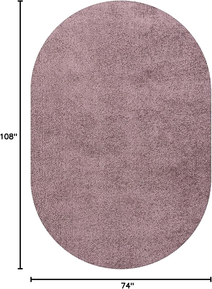Eyely UES100R-6OV Supersoft Haze Solid Low-Pile Indoor Area Rug, Coastal, Bohemian, Minimalist, Classic, Casual for Bedroom,Kitchen,Living Room,Non Shedding,Easy-Washing, Purple, 6 X 9 Oval