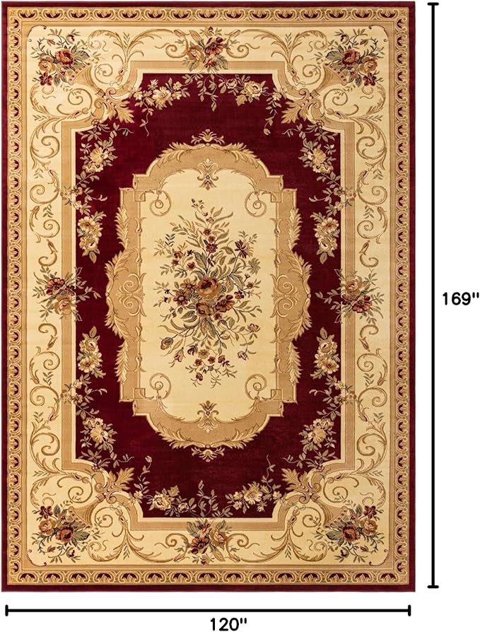 Unique Loom Versailles Collection Traditional Classic Floral Motif Area Rug (10' 0 x 14' 0 Rectangular, Burgundy/Ivory)
