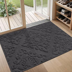COSY HOMEER Door Mat 32”x48”,Absorbent Dirt Trapper Entryway Rugs,Non-Slip Welcome Mat,Washable Entry Rugs,Low Pile Doormat for Front Back Door,Wet Shoes & Paws,Dark Grey