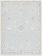 RUGGABLE Washable Vintage Area Rug – Verena Soft Blue 9x12, Stain-Resistant, Non-Slip – Large Machine Washable Rugs for Living Room, Bedroom, Hallway, Entryway & Office–with Standard Pad