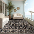 Area Rug Non Slip Machine Washable Ultra Soft Living Room/Bedroom/Kitchen/Outdoor/Classroom Black Gold, 10'×14'