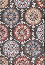 CAMILSON Indoor Outdoor Rug 6x9 Bohemian Medallion Floral Area Rugs for Indoor and Outdoor Patios Easy-Cleaning Non-Shedding Living Room Garden and Kitchen Washable Outside Carpet (6 x 9 / Brown)