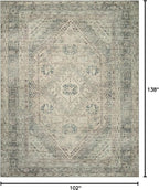 Loloi Magnolia Home by Joanna Gaines Sinclair Collection SIN-04 Natural/Sage 8'-6" x 11'-6", .25" Pile Height, Machine Washable, Area Rug