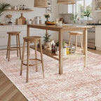 Washable Area Rug 8x10, Large Soft Rugs for Living Room Vintage Area Rugs for Bedroom Dining Room Non-Slip Stain Resistant Pink Under Table Rug