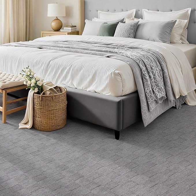 ANSSO 5x7 Wool Rugs for Living Room,80% Merino Wool and 20% Cotton Soft Tufted Area Rug with Cotton Non-Slip Backing,Large Area Rug for Bedroom Bedroom, Dining and Home Office (Deep Gray)