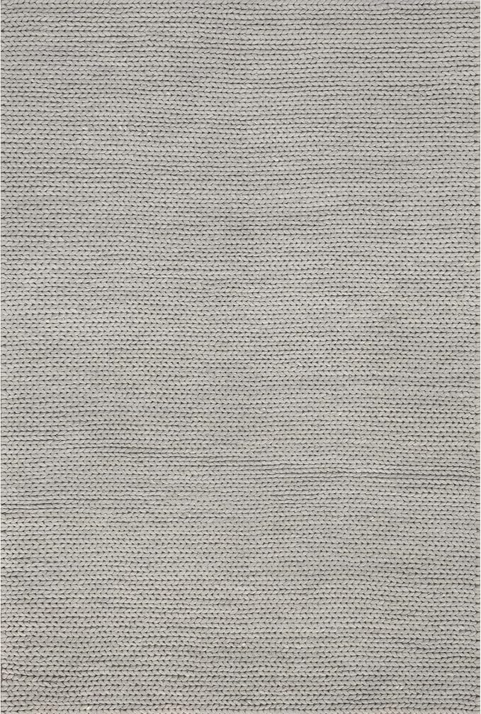 Nuloom Penelope Light Grey/Ivory, 6' x 9', Hand-Braided, Wool & Cotton, Textured and Dense, High Traffic, Stain Resistant, Easy Clean, Durable Area Rug for Bedroom, Living Room, Dining, Entryway