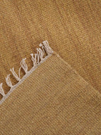 Rugsotic Carpets Hand Woven Flat Weave Kilim Wool ECO-Friendly Area Rugs - 9'x12', Rectangle Shape, Gold Color, Solid Plain Design, Low Pile Handmade Area Rugs for Living Room, Bed Room (D00111)
