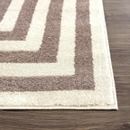Abani Contemporary Beige & Ivory 5'3" x 7'6"(5'x8') Area Rug, Contrasting Geometric Modern Stripe Symmetrical Living Room Carpet Rugs